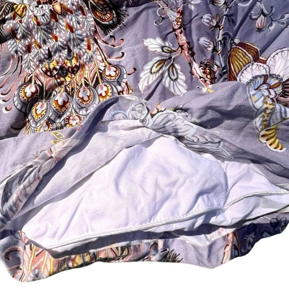 Tahari Home Luxury King 3 Piece Duvet Cover Set Peacock Jacobean Birds King Size